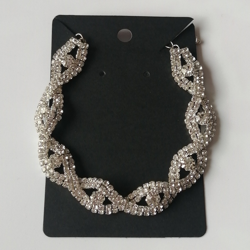 🔥BOGO🔥Twisted Design Clear Rhinestone Crystal Silvertone Bracelet